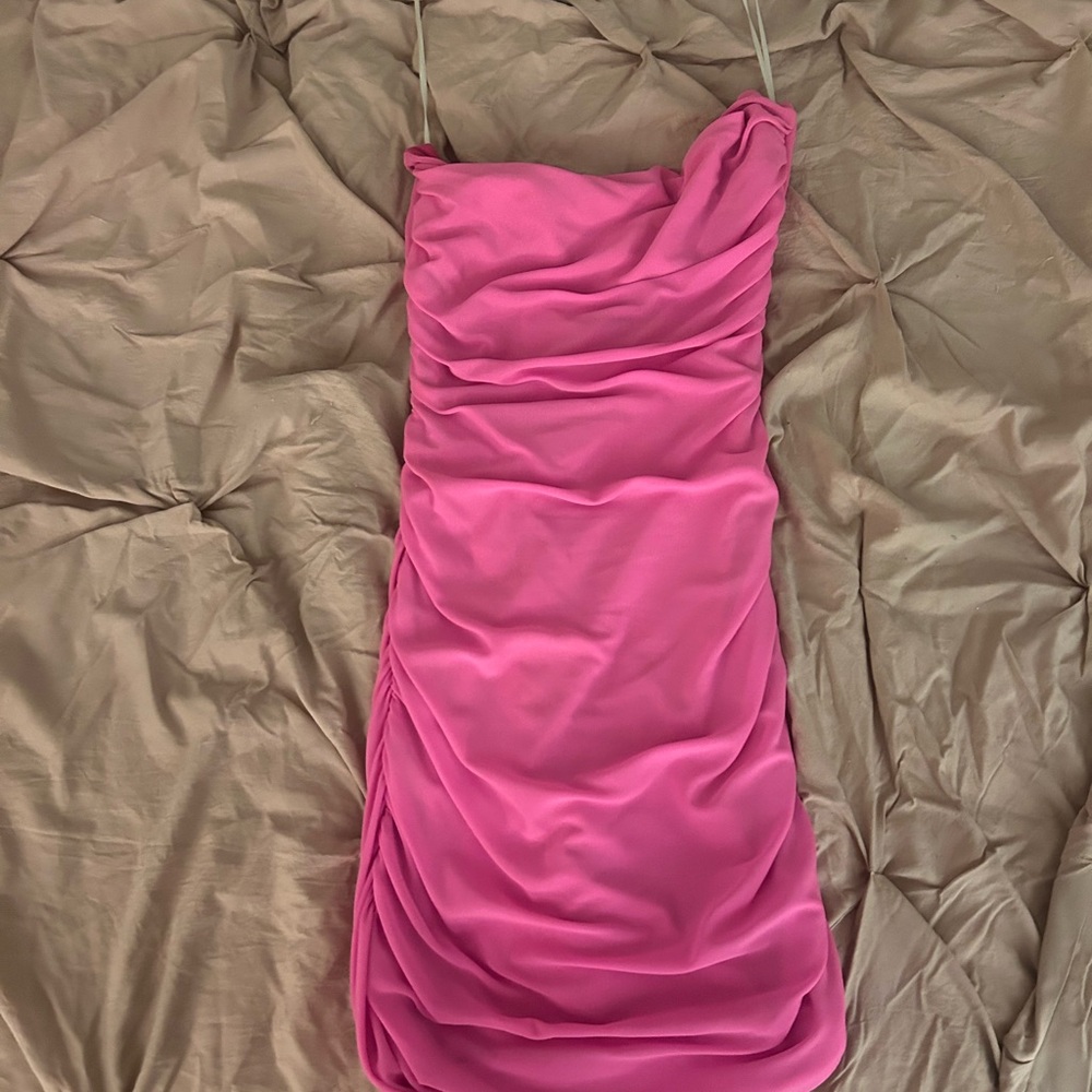 Elegant Pink Ruched Dress